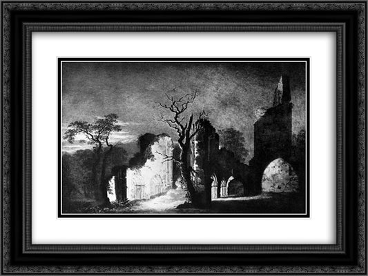West facade of the ruins of Eldena 24x18 Black Ornate Wood Framed Art Print Poster with Double Matting by Friedrich, Caspar David