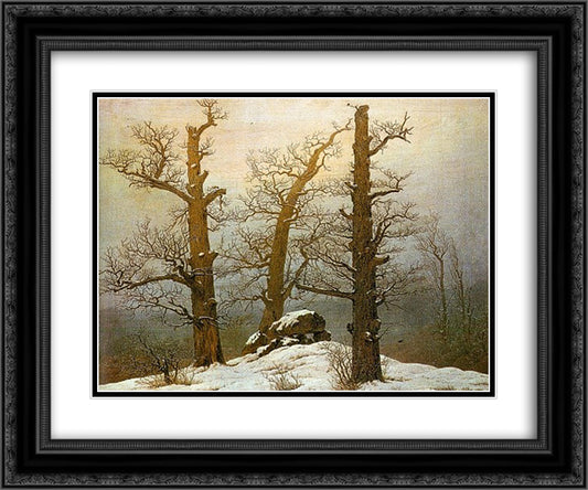 Winter Light 24x20 Black Ornate Wood Framed Art Print Poster with Double Matting by Friedrich, Caspar David