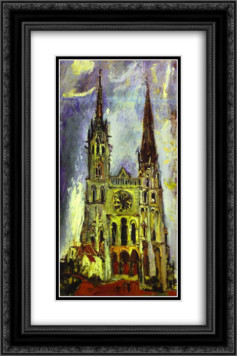 Chartres Cathedral 16x24 Black Ornate Wood Framed Art Print Poster with Double Matting by Soutine, Chaim