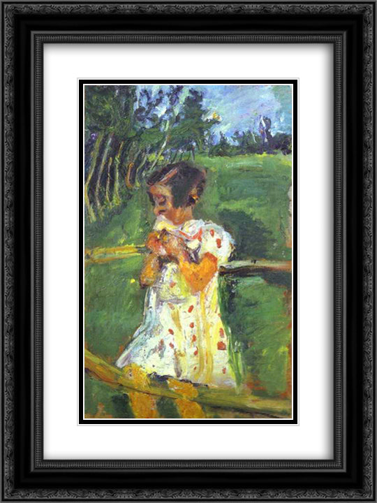 Girl at Fence 18x24 Black Ornate Wood Framed Art Print Poster with Double Matting by Soutine, Chaim