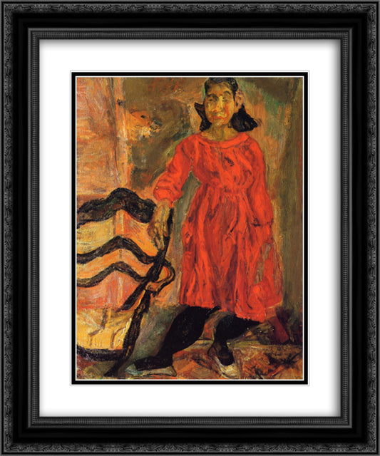 Girl in Red 20x24 Black Ornate Wood Framed Art Print Poster with Double Matting by Soutine, Chaim