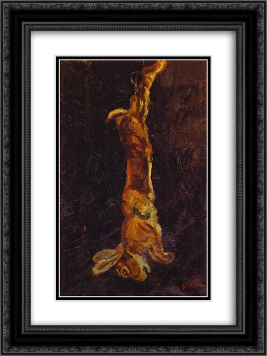 Hanging Hare 18x24 Black Ornate Wood Framed Art Print Poster with Double Matting by Soutine, Chaim