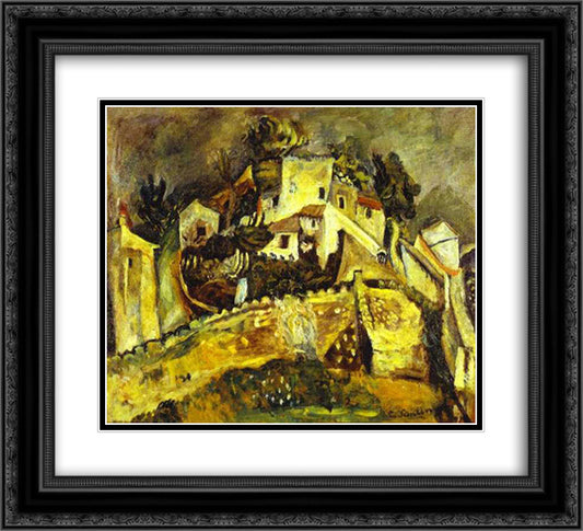 Landscape at Cagnes 22x20 Black Ornate Wood Framed Art Print Poster with Double Matting by Soutine, Chaim