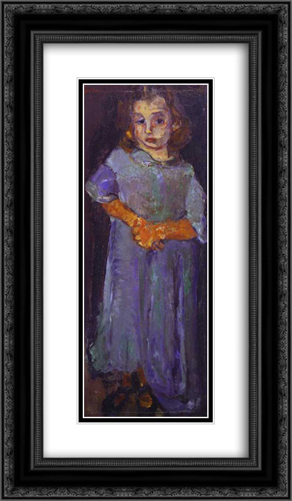 Little Girl in Blue 14x24 Black Ornate Wood Framed Art Print Poster with Double Matting by Soutine, Chaim