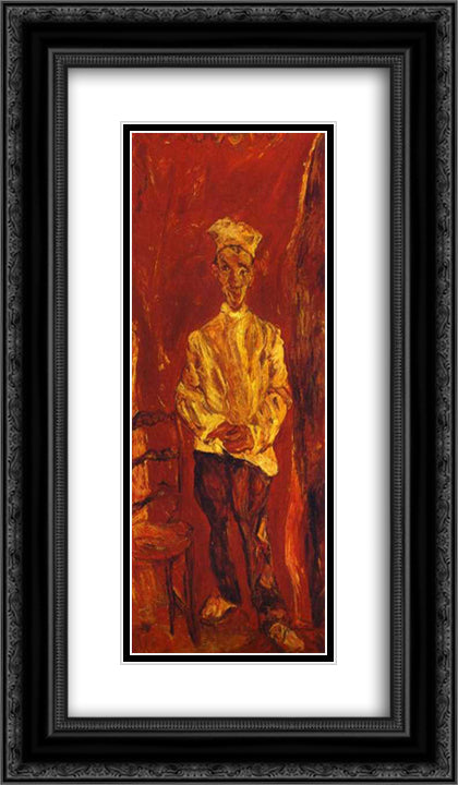 Little Pastry Cook 14x24 Black Ornate Wood Framed Art Print Poster with Double Matting by Soutine, Chaim