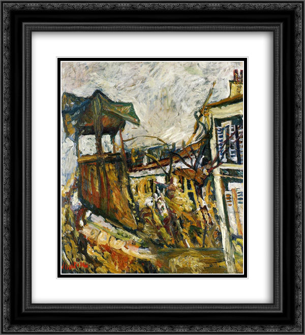 Parisian Suburb 20x22 Black Ornate Wood Framed Art Print Poster with Double Matting by Soutine, Chaim