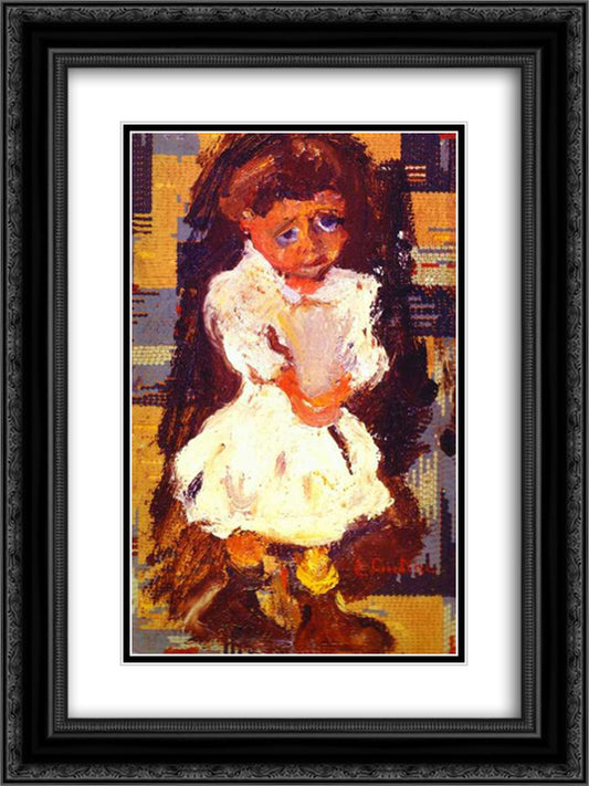 Portrait of a Child 18x24 Black Ornate Wood Framed Art Print Poster with Double Matting by Soutine, Chaim