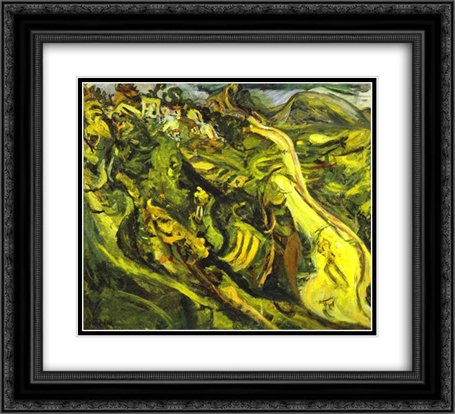 Road at Cagnes 22x20 Black Ornate Wood Framed Art Print Poster with Double Matting by Soutine, Chaim