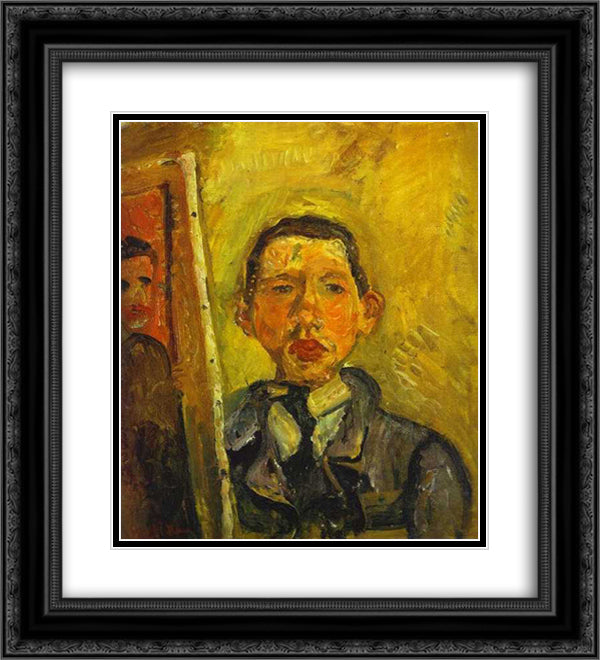 Self Portrait 20x22 Black Ornate Wood Framed Art Print Poster with Double Matting by Soutine, Chaim