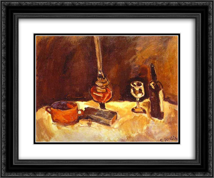 Still Life with Lamp 24x20 Black Ornate Wood Framed Art Print Poster with Double Matting by Soutine, Chaim