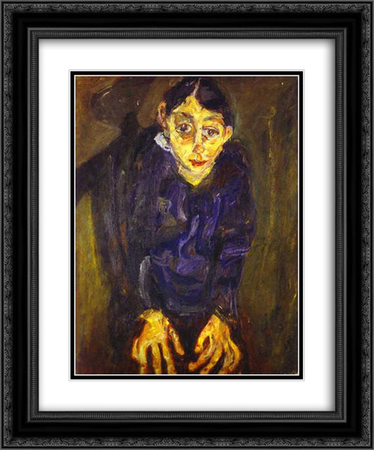 The Mad Woman 20x24 Black Ornate Wood Framed Art Print Poster with Double Matting by Soutine, Chaim