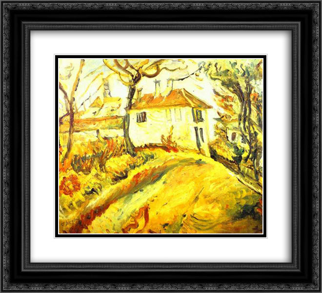 White House on a Hill 22x20 Black Ornate Wood Framed Art Print Poster with Double Matting by Soutine, Chaim