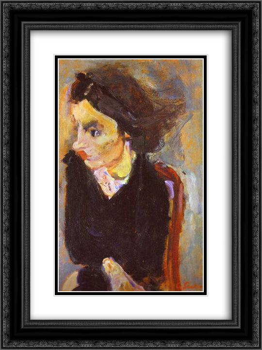 Woman in Profile (Portrait of Madame Tennent) 18x24 Black Ornate Wood Framed Art Print Poster with Double Matting by Soutine, Chaim