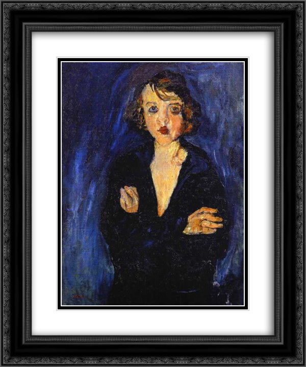 Woman with Arms Folded 20x24 Black Ornate Wood Framed Art Print Poster with Double Matting by Soutine, Chaim