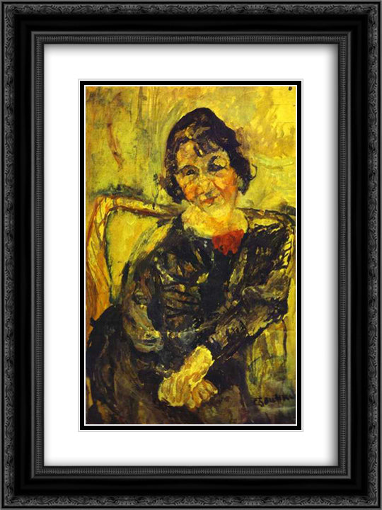 Young Woman 18x24 Black Ornate Wood Framed Art Print Poster with Double Matting by Soutine, Chaim