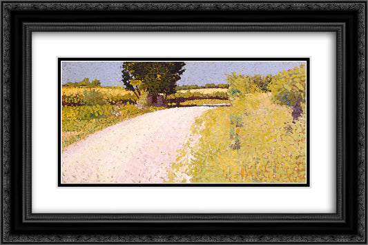 Path in the Country 24x16 Black Ornate Wood Framed Art Print Poster with Double Matting by Angrand, Charles