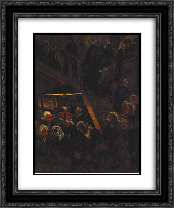 Cabaret 20x24 Black Ornate Wood Framed Art Print Poster with Double Matting by Cottet, Charles