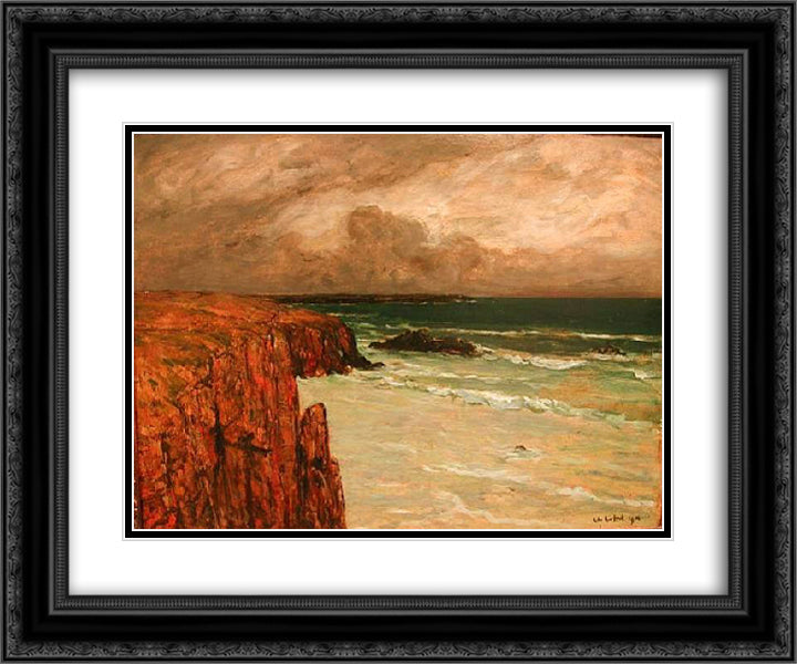 Sea Landscape in Brittany 24x20 Black Ornate Wood Framed Art Print Poster with Double Matting by Cottet, Charles