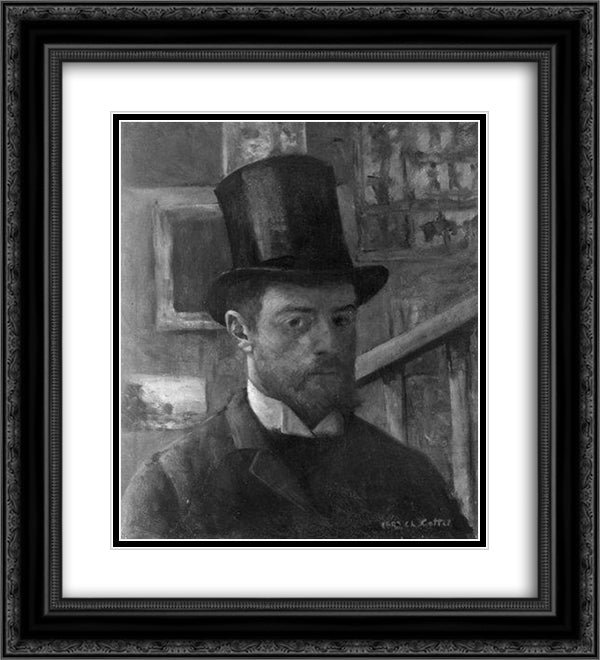 Self-Portrait 20x22 Black Ornate Wood Framed Art Print Poster with Double Matting by Cottet, Charles