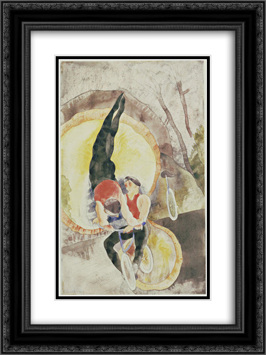 Acrobats 18x24 Black Ornate Wood Framed Art Print Poster with Double Matting by Demuth, Charles