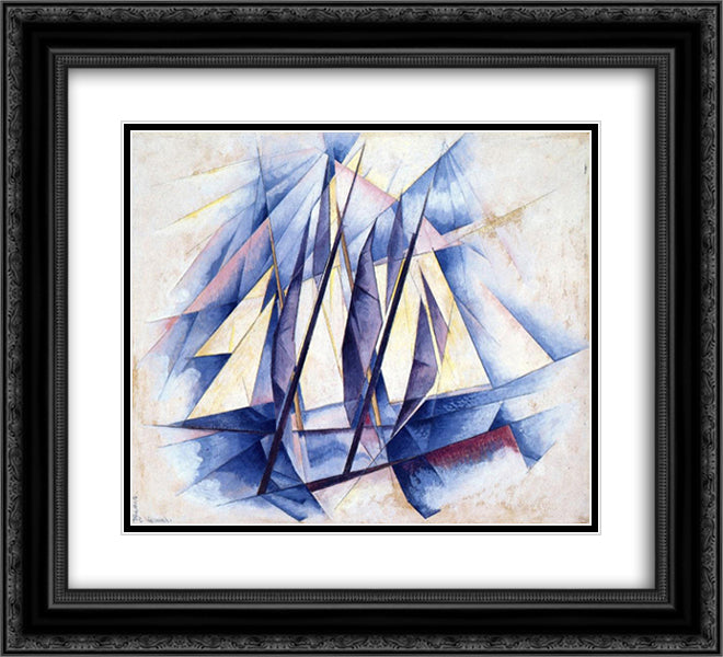 Sail In Two Movements 22x20 Black Ornate Wood Framed Art Print Poster with Double Matting by Demuth, Charles