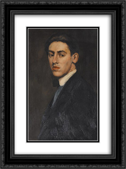 Self-Portrait 18x24 Black Ornate Wood Framed Art Print Poster with Double Matting by Demuth, Charles