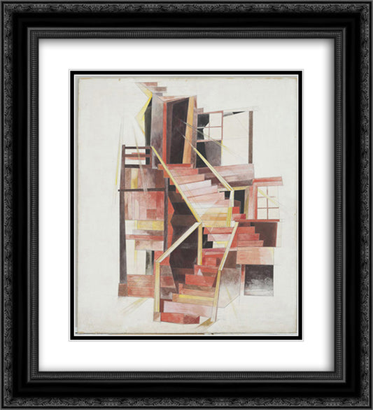 Stairs, Provincetown 20x22 Black Ornate Wood Framed Art Print Poster with Double Matting by Demuth, Charles