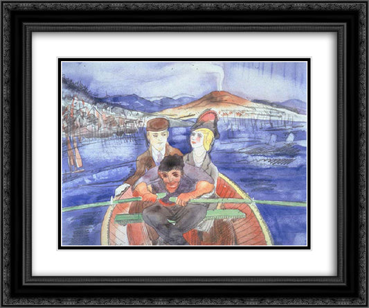 The Boat Ride from Sorrento 24x20 Black Ornate Wood Framed Art Print Poster with Double Matting by Demuth, Charles