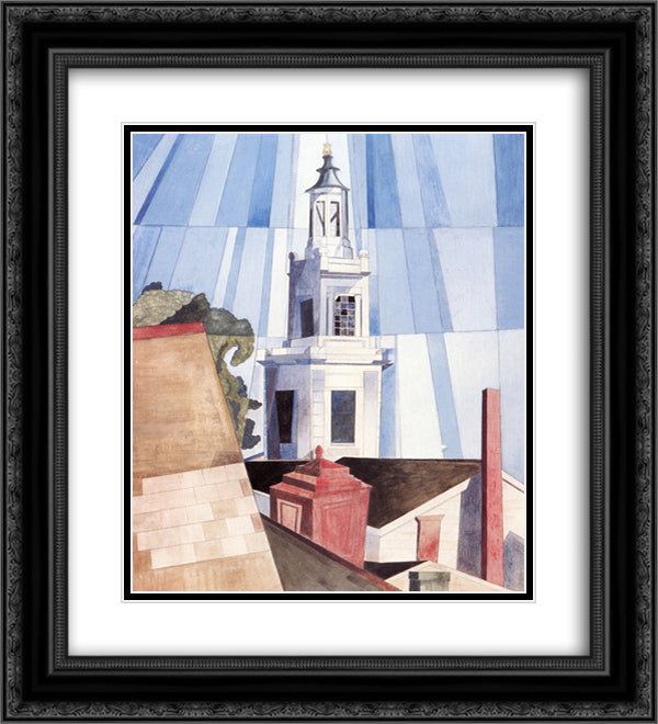 The Tower 20x22 Black Ornate Wood Framed Art Print Poster with Double Matting by Demuth, Charles