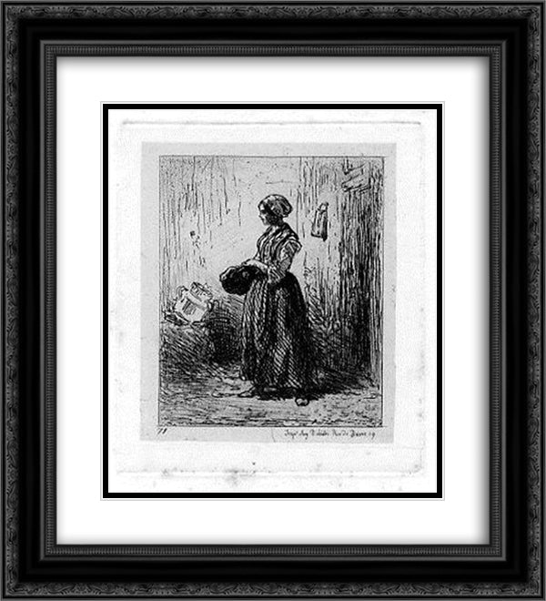 Femme 20x22 Black Ornate Wood Framed Art Print Poster with Double Matting by Jacque, Charles