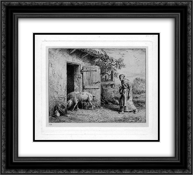 Untitled 22x20 Black Ornate Wood Framed Art Print Poster with Double Matting by Jacque, Charles