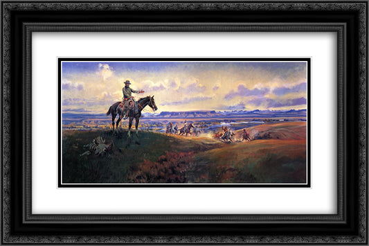 Charles M. Russell and His Friends 24x16 Black Ornate Wood Framed Art Print Poster with Double Matting by Russell, Charles M.