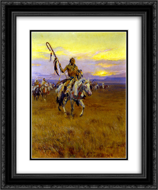 Medicine Man [No. 4] 20x24 Black Ornate Wood Framed Art Print Poster with Double Matting by Russell, Charles M.