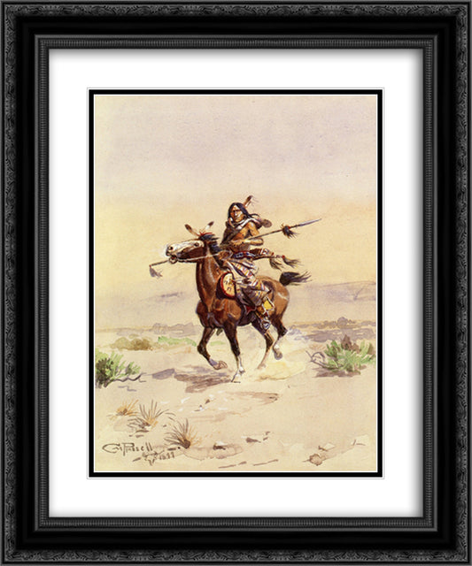 Nobleman of the Plains 20x24 Black Ornate Wood Framed Art Print Poster with Double Matting by Russell, Charles M.