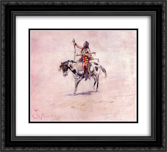 Peace 22x20 Black Ornate Wood Framed Art Print Poster with Double Matting by Russell, Charles M.