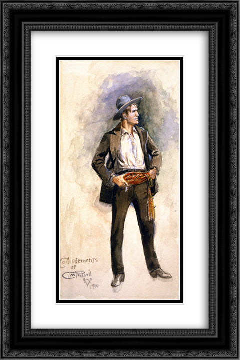 Self Portrait [No. 4] 16x24 Black Ornate Wood Framed Art Print Poster with Double Matting by Russell, Charles M.