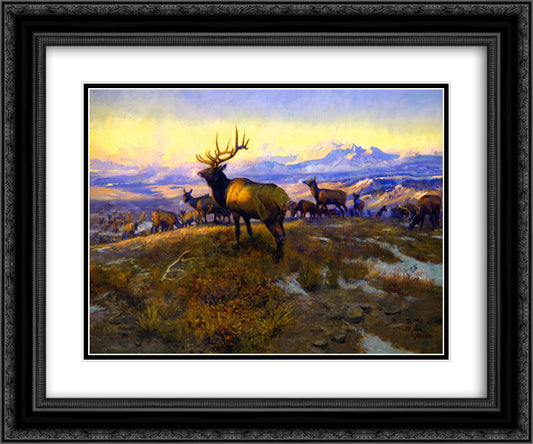 The Exalted Ruler 24x20 Black Ornate Wood Framed Art Print Poster with Double Matting by Russell, Charles M.