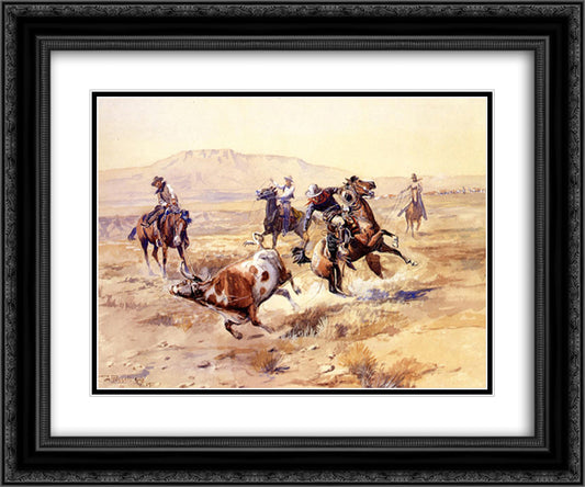 The Renegade 24x20 Black Ornate Wood Framed Art Print Poster with Double Matting by Russell, Charles M.