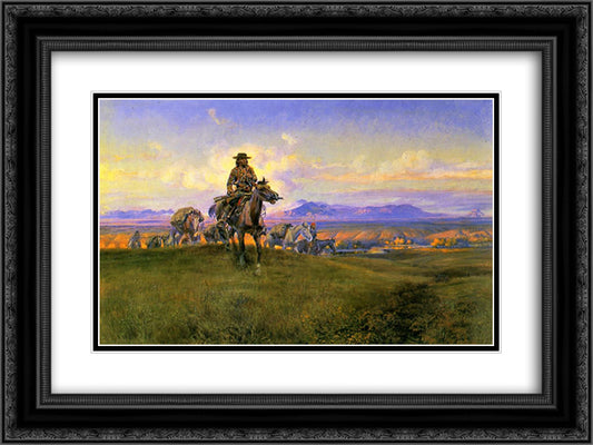 The Romance Makers 24x18 Black Ornate Wood Framed Art Print Poster with Double Matting by Russell, Charles M.