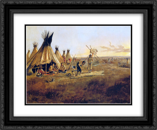 The Silk Robe 24x20 Black Ornate Wood Framed Art Print Poster with Double Matting by Russell, Charles M.