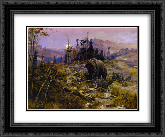 To the Victor Belong the Spoils 24x20 Black Ornate Wood Framed Art Print Poster with Double Matting by Russell, Charles M.