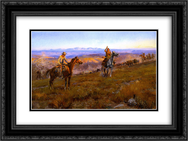 Toll Collectors 24x18 Black Ornate Wood Framed Art Print Poster with Double Matting by Russell, Charles M.