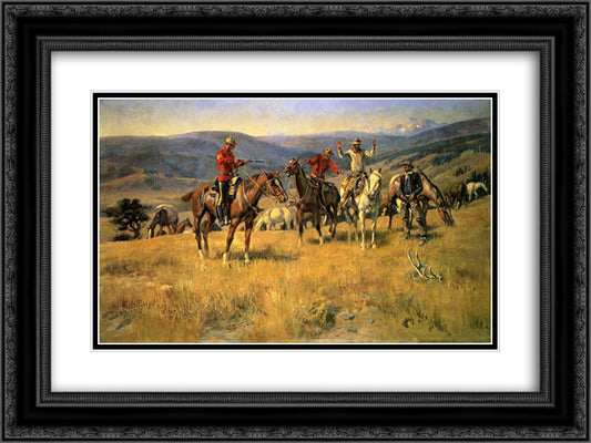 When Law Dulls the Edge of Chance 24x18 Black Ornate Wood Framed Art Print Poster with Double Matting by Russell, Charles M.