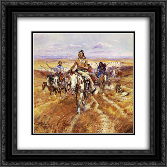 When the Plains Were His 20x20 Black Ornate Wood Framed Art Print Poster with Double Matting by Russell, Charles M.