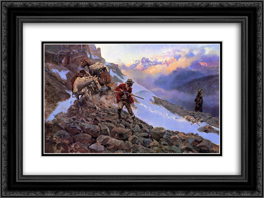 Whose Meat 24x18 Black Ornate Wood Framed Art Print Poster with Double Matting by Russell, Charles M.