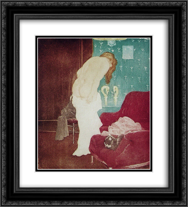 Bathroom 20x22 Black Ornate Wood Framed Art Print Poster with Double Matting by Maurin, Charles