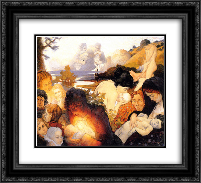 Maternity 22x20 Black Ornate Wood Framed Art Print Poster with Double Matting by Maurin, Charles