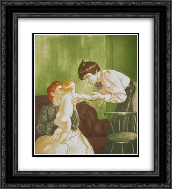 Mere et enfant 20x22 Black Ornate Wood Framed Art Print Poster with Double Matting by Maurin, Charles