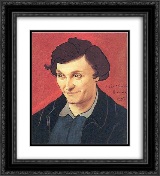 Portrait de Francois-Rupert Carabin 20x22 Black Ornate Wood Framed Art Print Poster with Double Matting by Maurin, Charles