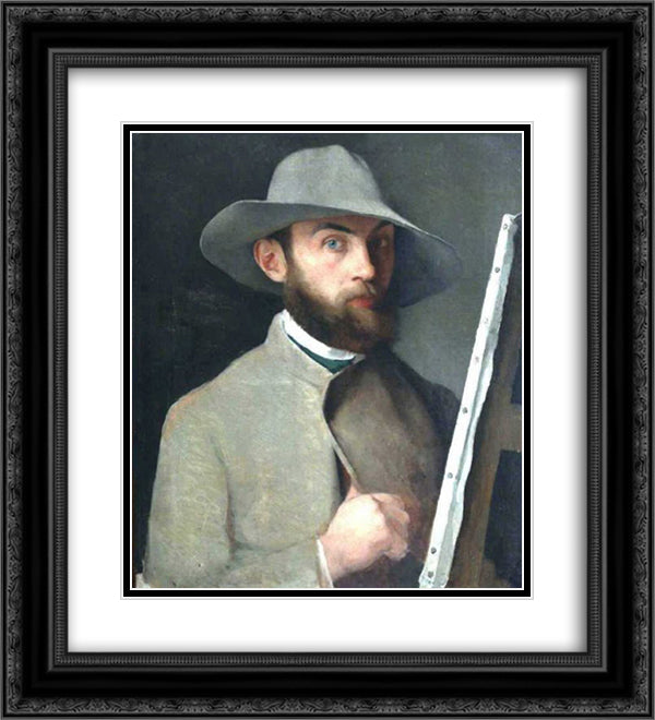 Self-Portrait 20x22 Black Ornate Wood Framed Art Print Poster with Double Matting by Maurin, Charles